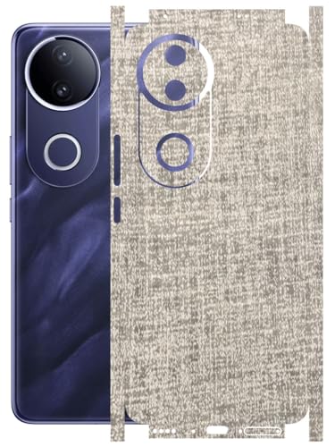 Image of AtOdds - Full Body Back Screen Guard Protector Film - 3D Textured Lamination Wrap Skin Sticker Compatible with VIVO T4R (5G) | Scratchproof Matte Finish (Design - Fabric)