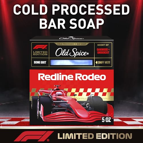 Image of Old Spice Bar Soap for Men, F1 Collection, Cold Pressed with Some Grit, Fast Track to Freshness, Made with Natural Oils & Plant Based Cleanser, Redline Rodeo with Oakmoss & Undercut Scent, 5 oz