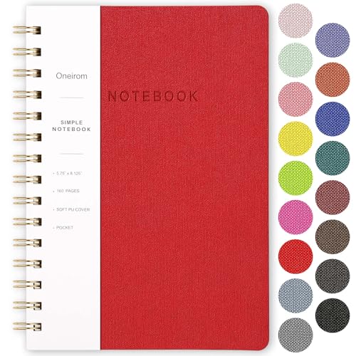 Image of Spiral Notebook-5.75 inch x 8.125 inch College Ruled Journal with Inner Pockets and 160 Pages,PU Leather Cover Business Journal, Twin-Wire Binding Notebook Perfect for Office & Home School Supplies Dark Red