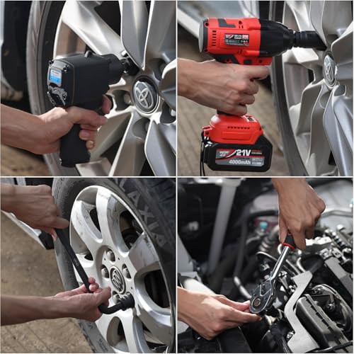 ZOYAKKI 1/2\" Drive Deep 6-Point Impact Socket Set, 5-Piece Standard Metric Spindle Axle Nut Impact Socket Set, Cr-Mo,6 Point (15-17-19-21-22mm) Size,Wheel Lug Nuts Socket - Thumbnail 6