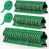 80 Stück Pflanzenclips für Tomaten+Pflanzenbinder Klett 10M*10mm, Stabile Pflanzenklammern für Tomaten, Gurken, Rosen UVM, Tomatenklammern Groß- Grün