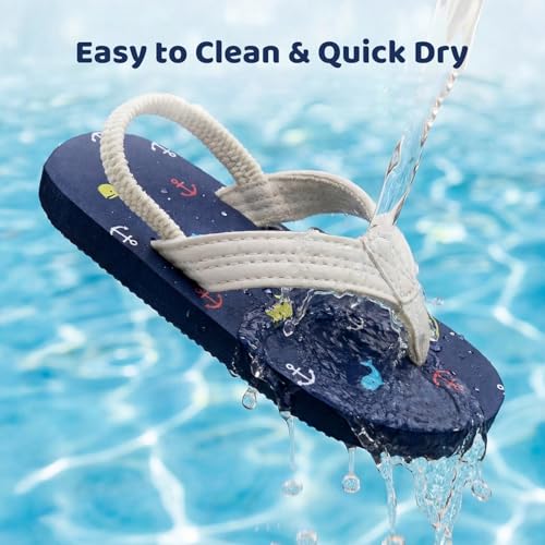 Image of Boys Girls Strap Flip Flops Sandals Cute Cartoon Unicorn Shark Toddler Flip Flop Kids Pool Beach Flat Slide Summer Water Shoes