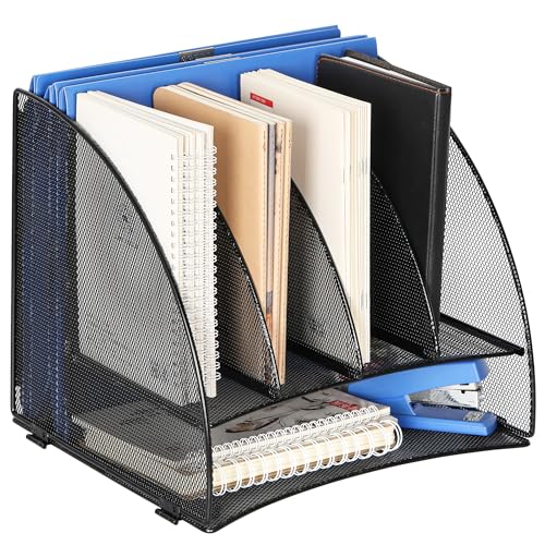 TQVAI Letter Tray Desk Tidy Organiser Document Holder Paper Storage Organiser Magazine File Holder, Black