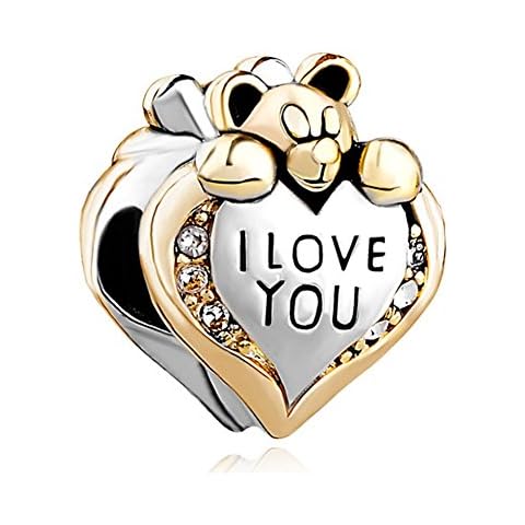CharmSStory Heart I Love You Teddy Bear Charm Beads for Bracelets Cover