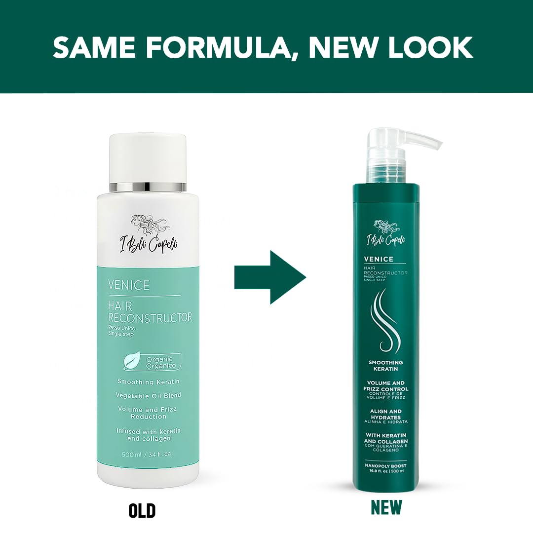I Belli Capelli Venice Organic Keratin Hair Treatment Straightening in 1 Step - Formaldehyde Free, Organisches Keratin, Keratin Para Alisar El Pelo Sin Formol, Brazilian Keratin (16.9 Fl Oz/ 500 ml)