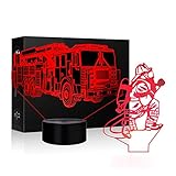 3D Lamp LED Fire Truck Nightlights or Firemen Shape Sleeps Touch Lamp Night Light Dimmable 7 Color...