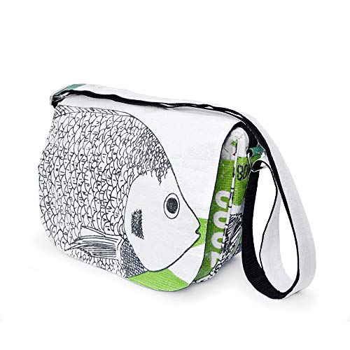 FANMEX - Fantastik - Recycelte Umhängetasche klein - Hergestellt in Kambodscha - Fair trade (Weiss) Cover