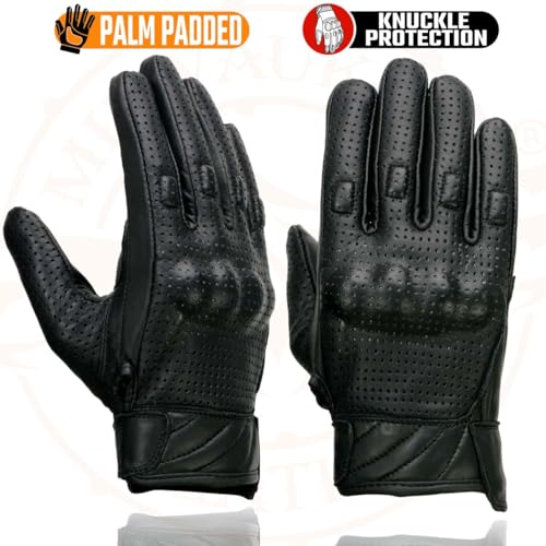 Image of Milwaukee Leather Men's Premium Leather Motorcycle Racing Gloves - Hand Protection, Gel Palm, Adjustable Fit - 3X-Large