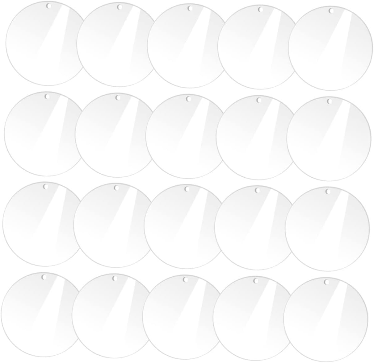 Uonlytech 20pcs Acrylic Round Discs Blanks for Crafts Keychains Painting and Art Projects