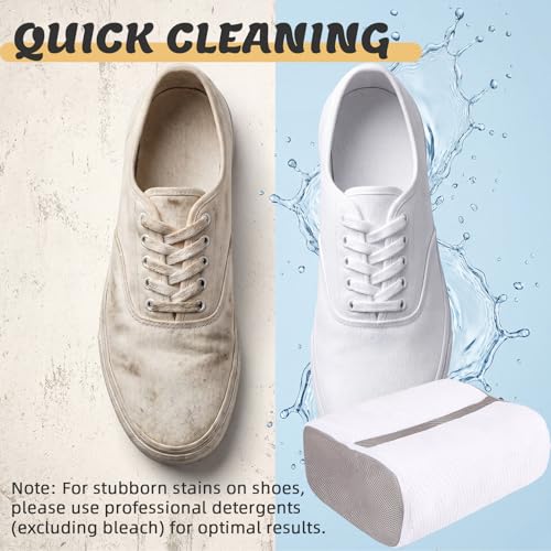 EXYGLO Shoe Washing Machine Bag, Dual Compartment Design Shoe Laundry Bags with Lockable Zipper & Adjustable Shoe Trees, 360° Fluffy Fibers Cleaning, Reusable Bag for Most Shoe Sizes - image 6