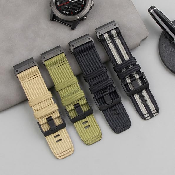 Miniatura 4 de Correa de reloj militar de nailon para Garmin Fenix 7X  Fenix 6X  Fenix 5X  Enduro 2, correa deportiva de nailon resistente ajustable con cierre de