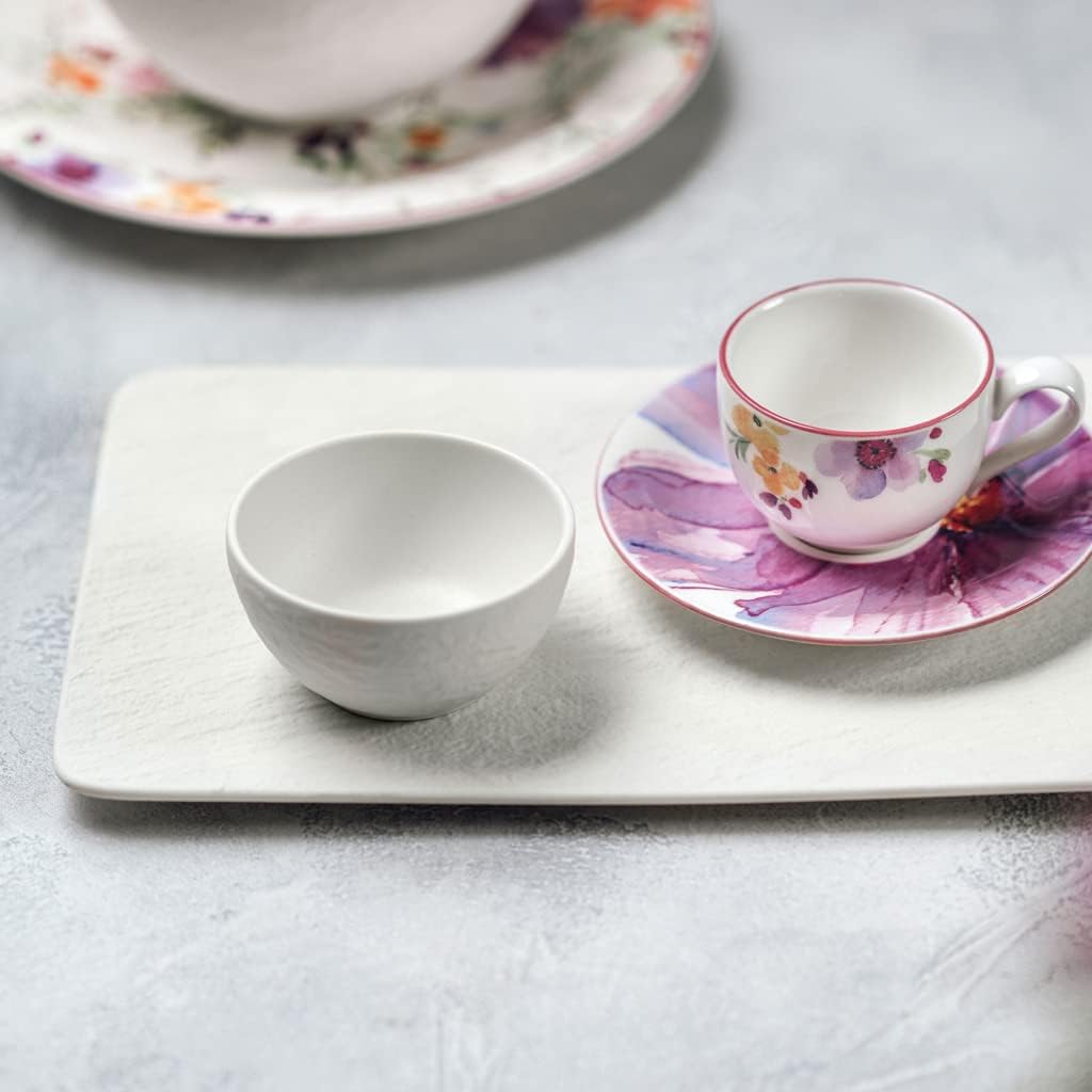 Villeroy & Boch Manufacture Rock Blanc Collection Multifunctional Plate, Rectangular, Premium Porcelain, Made in Germany, Dishwasher and Microwave Safe, 11 x 6.75 in, Creamy Matte White