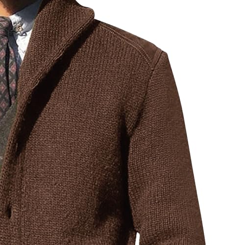 Men's Solid Shawl Collar Fall Winter Sweater Regular Fit Button Down Knit Sweater Cardigan Knitwear Sweaters3