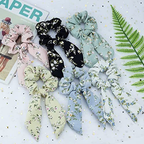 Neon Light Up Bow Scrunchies For Girls, Cute Led Hair Scrunchie Ponytail Holders Scarf Hair Ties Women Rave Accessories Glow In The Dark Party Favors Supplies Birthday Halloween Christmas 6 Pack #TOP1