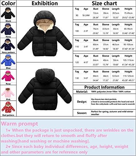 Kimjun Toddler Baby Hooded Puffer Jacket Boys Girls Kids Thicken Warm Winter Coat Fleece Outerwear Black 80 thumb #5