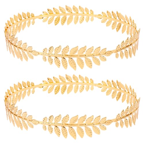 Vovii Laurel Wreath Crown for Women Men Toga Costume, Gold Leaf Headband Headpiece for Roman Emperor Greek Accessories Cosplay Prom (2Pcs)