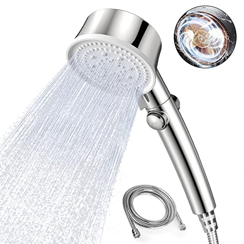Duschkopf Wassersparend Duschkopf mit Schlauch 1,5M - Wassersparender Duschkopf und Druckerhöhende Shower Head mit Stoppfunktion, 2022 Turbo Handbrause Duschkopf Regendusche mit 6 Strahlarten Cover