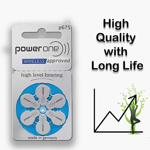 Image of Power One Hearing Aid Battery Size 675, Pack of 30 Batteries, 5 Strips, (FatCherry)