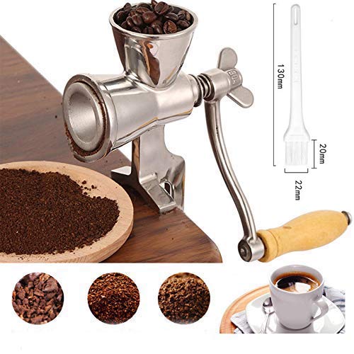 Manual Grain Grinder Washable，With Brush，Lightweight and Easy to Carry，Stainless Steel Manual Grain MillCountertop Clamp Design Manual Coffee Bean GrinderMultipurpose Wooden Handle Wheat Grinder Hand Crank For Grinding Coffee Beans Corn Wheat Rice