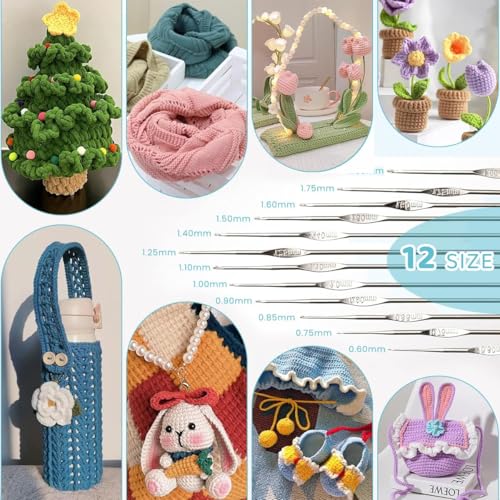 Image of MGNLR 130 Pc Crochet Kit for Beginners Adults with Yarn Set, DIY Tools, Hook & Needle Set, Flower Making, Embroidery & Craft Kit with Tool Bag Home Essential Accessories