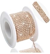 FULZTEY 10 Yards Rhinestone Chain 2mm Crystal Trim Accessories Rhinestone Roll Champagne Rhinesto...