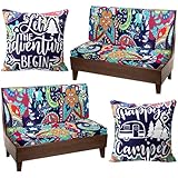 HunnmingRe 6 Pcs Rv Dinette Cushion Covers Stretch Washable Rv Dinette Cushion Covers Camper Accessories for Camper Car Bench, 2 Pillowcase, 2 Backrest and 2 Bench Replacement(Paisley)