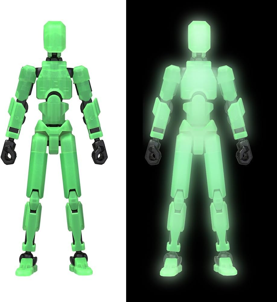DOOZLE T13 Action Figures, Assembly Completed 3D Printed Dummy Nova Titan Lucky 13 Figures, Multi-Jointed Movable Robot Toys for Display, Drawing & Desk Decor (1, Glow in the Titan Dark Green)-image-44