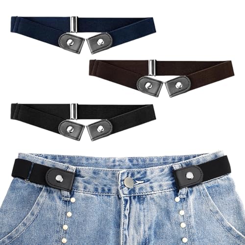 3 Stück Gürtel Ohne Schnalle,Elastischer Gürtel für Damen und Kinder,Unsichtbare Verstellbare Schnallenfreier zum Enger des Jeans,Hosen,Schuluniform,Mode Damengürtel,Stretchgürtel Leder Kindergürtel