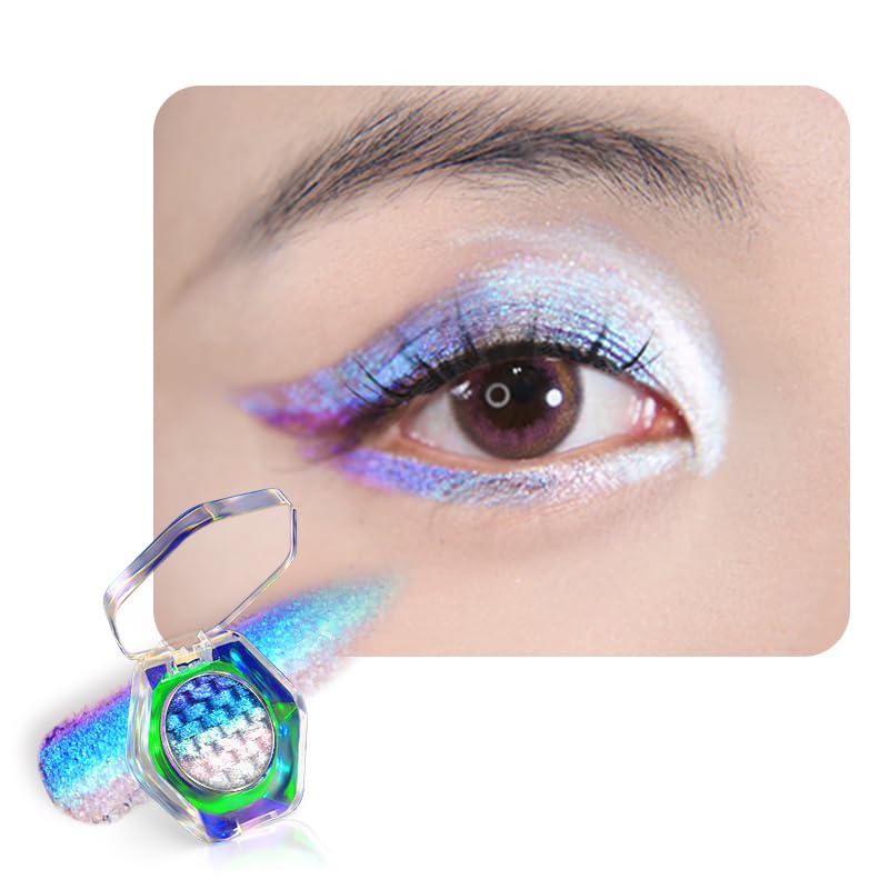 Chameleon Eyeshadow Rainbow Eye Shadow, Multichrome Face Highlight, Color Shifting Pigment, Metallic Glitter Sparkle Eyeshadow, Long Lasting Highlighter for Eyes & Face-03
