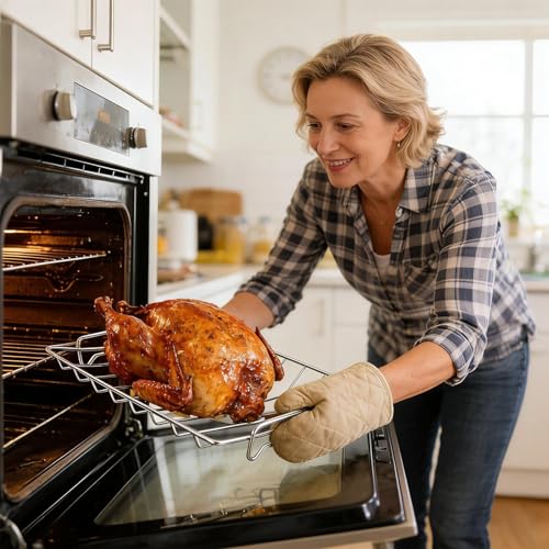 Truthahn Bratrost | Edelstahl V-förmiger Ständer | Metall Bratrost Für Geflügel Und Schweinefleisch,Für Hähnchen Pute Schwein Grillen Backen Picknick Camping Küche Indoor Outdoor