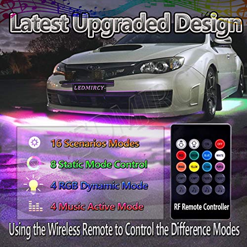 Car Underglow Lights,Underbody Lighting Kit 12V Rgb Led Strip Lights For Cars Neon Strip Lights 5050 Smd Multi Color Atmosphere Decorative Lights Strip Sound Active Wireless Remote Control(90-120Cm) #TOP2