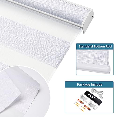 Smartwings Motorized Zebra Shades Work With Homekit, Alexa, Google Home, 60% Blackout Light Filtering Day Night Sheer Blinds, Privacy Light Control, For Home/Office, Customized, White #TOP7