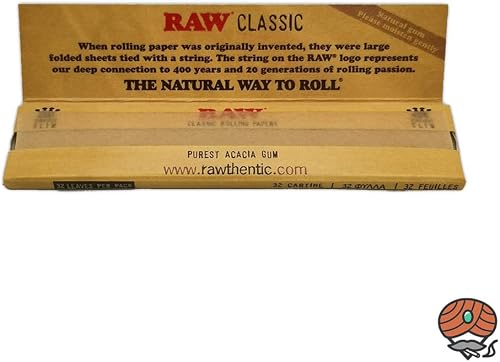 Raw Slim Fabric Rolling Paper, Brown, King, Box of 50 - 3