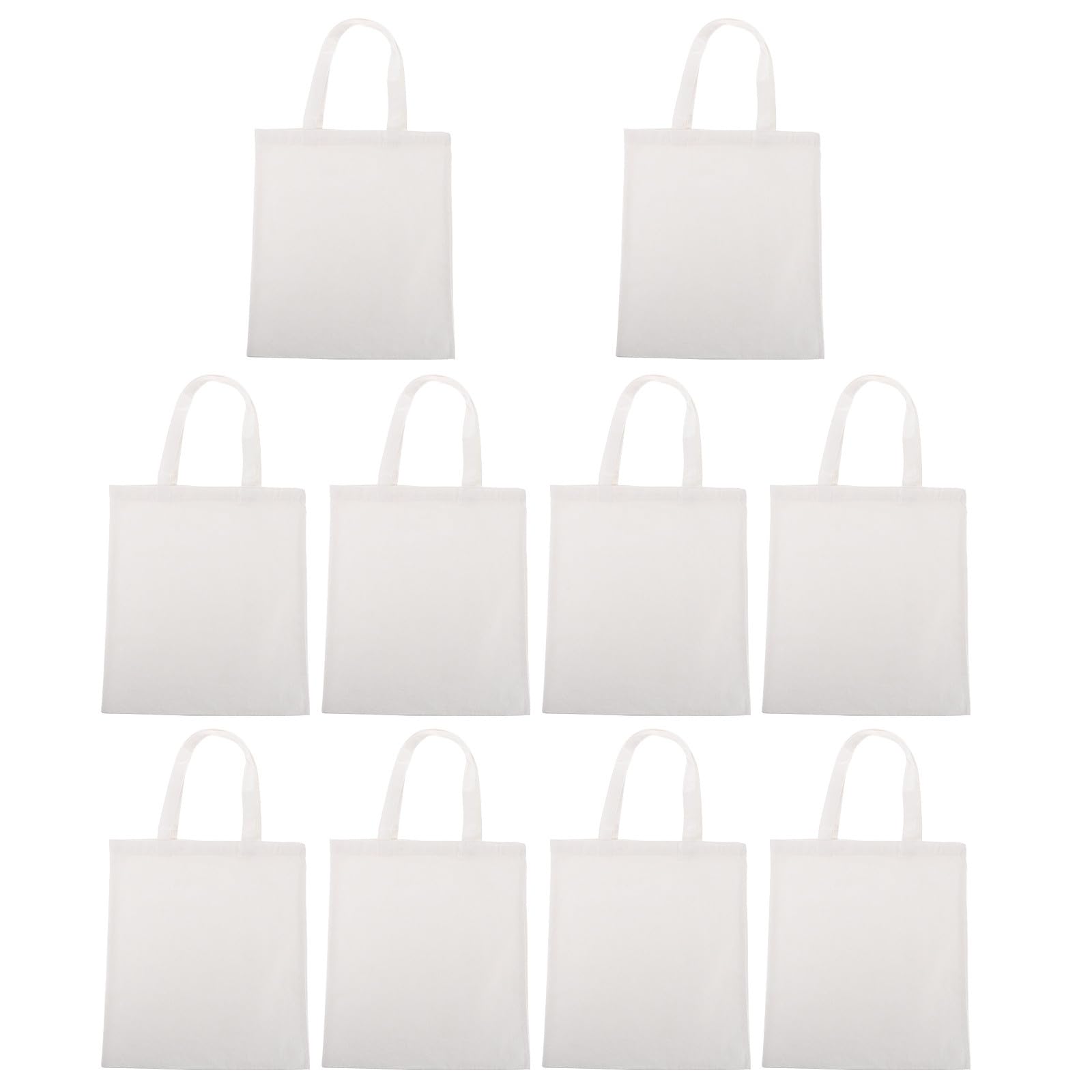 10 Pezzi Borsa della Spesa in Tela per Sublimazione 40x35 Cm Bianca Verticale, Borse Tote Lavabili Riutilizzabili per Spesa, Spiaggia e Viaggio, Custodia Portaoggetti Resistente