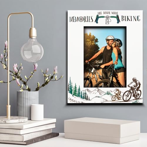 BELLA BUSTA Biking Themed Picture Frame-Adventures,Biking Memories -Christmas, Birthday, Family -Print (5x7 Vertical (Biking))