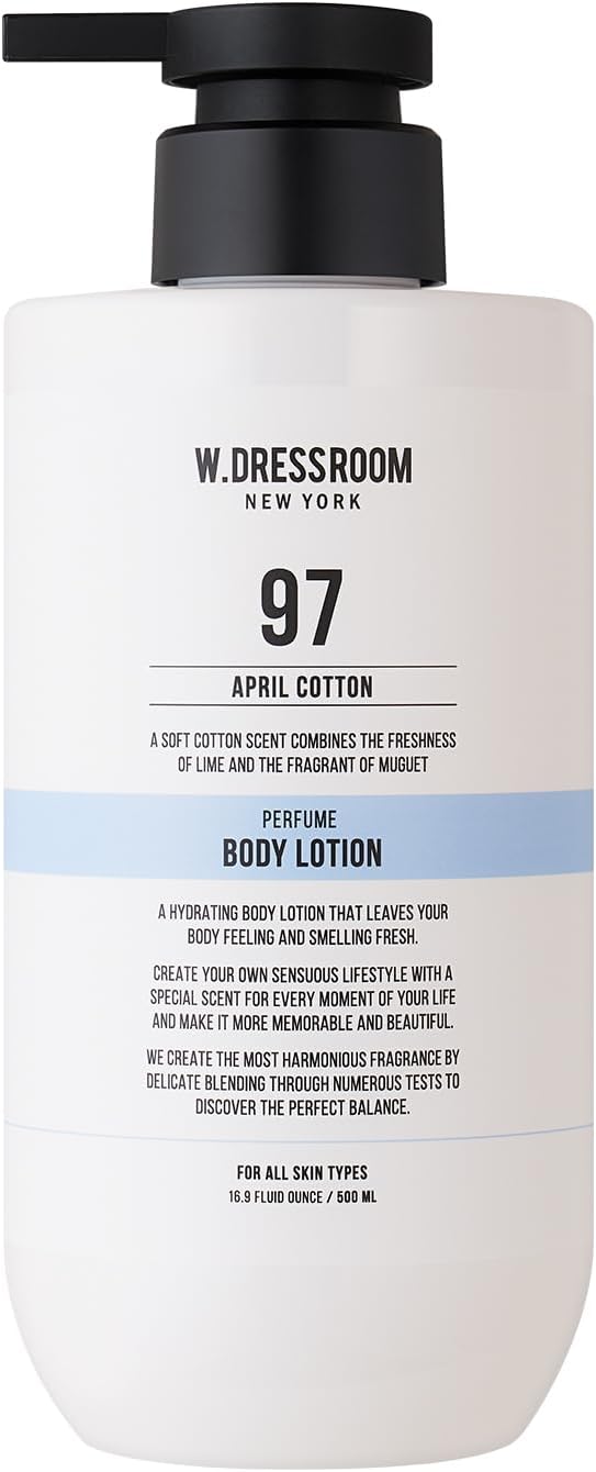No.97 April Cotton Perfume Body Lotion, Hydrating Body Lotion for Dry & Sensitive Skin – Fast-Absorbing, Non-Greasy, Clean Cotton Scent, 16.9 fl oz Pump