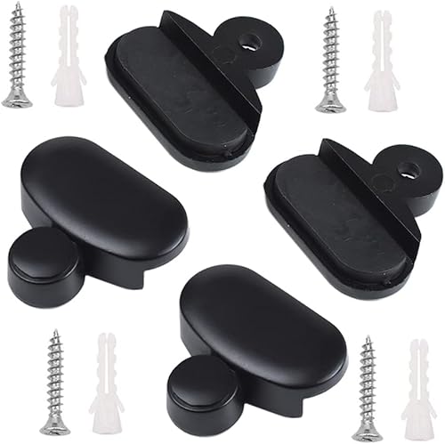 Clips de espejo de pared de aleación de zinc de 4 piezas, ovalados, color negro para vidrio grueso de 0.118-0.197 in
