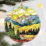 Christmas Ornaments, Dodosky 2.8in Ceramic Mountain Range Ornament, Xmas Decor, Christmas Tree Ornaments, Xmas Decorations for Tree, Holiday Ornament, Gifts for Women, Men, Nature Lovers