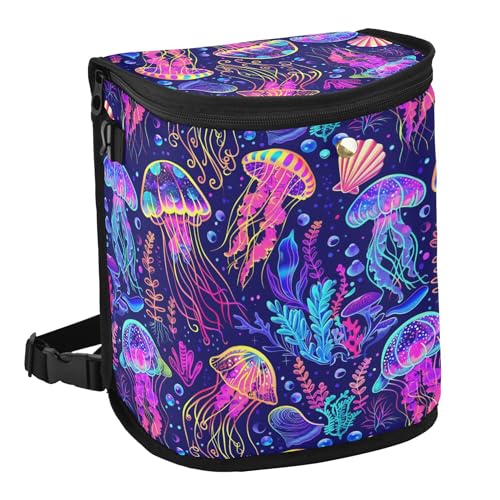 Image of MNSRUU Car Trash Can with Lid, Jellyfish Car Trash Bag Hanging Organizers and Storage for Front Back Seat, Leak-Proof Trash Bin