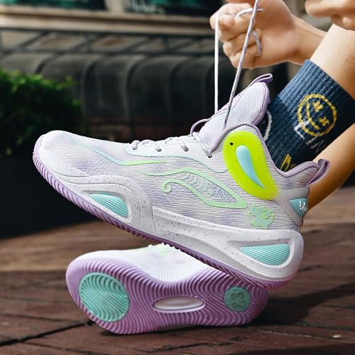 Image of Womens Mens Basketball Shoes High Top Fashion Volleyball Sneakers Breathable Lace Up Non Slip Sport Outdoor Shoe for Unisex