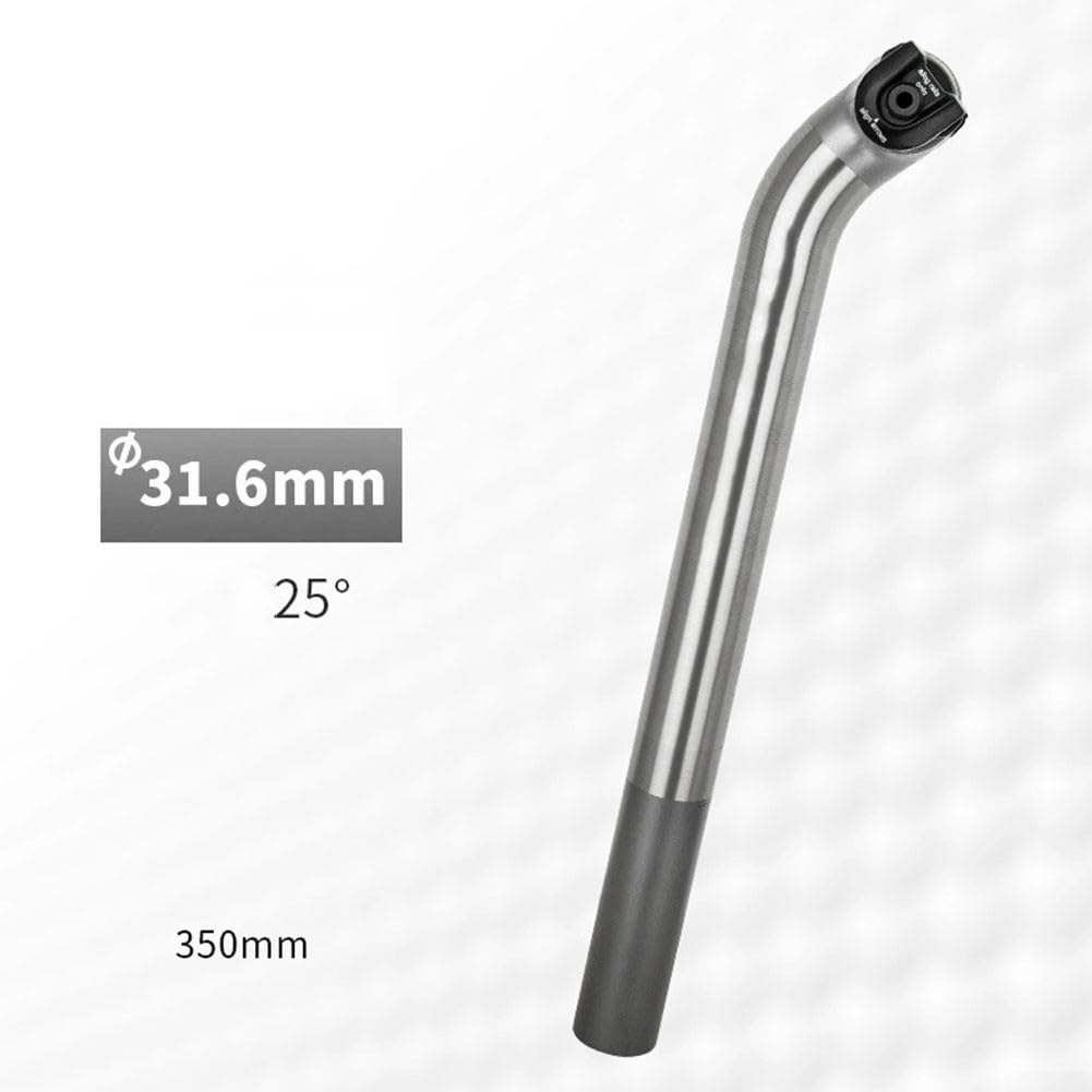 Tija de sillín ultraligera GR5 de 31,6 mm o 27,2 mm con diseño flotante de desplazamiento de 17 o 25 grados para bicicletas de carretera y montaña, color plateado, 350 mm de longitud (31,6