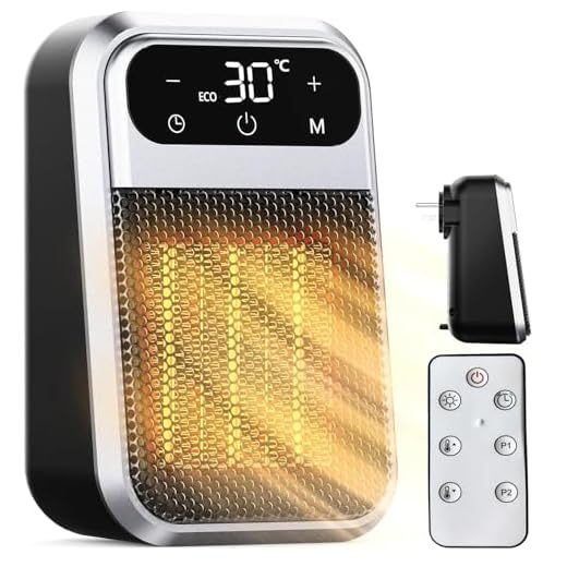 ZUSKYZU Steckdosen Heizlüfter mit Fernbedienung,Mini Keramik Heizlüfter Bad Energiesparend Leise Heizung 800W Heizstrahler mit 12h Timer Thermostat Überhitzungsschutz für Schlafzimmer