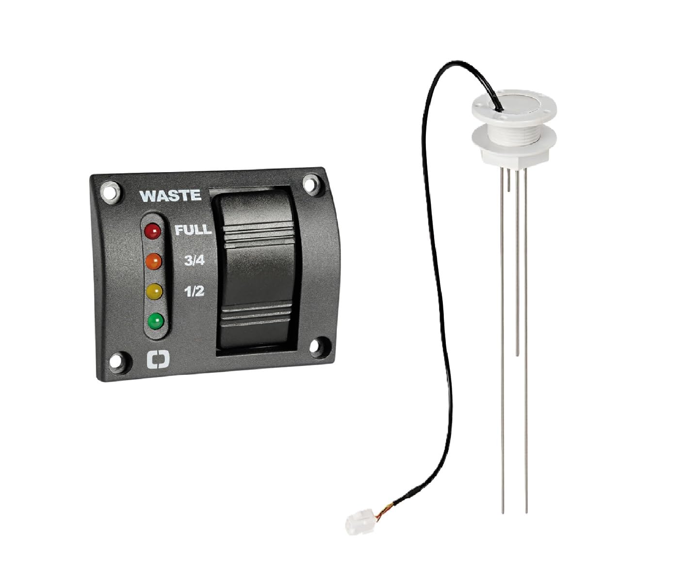 12/24 V LED Schalttafel & Füllstandsensor Set für Schmutzwasser 15-55 cm Tankhöhe Boot Tankgeber