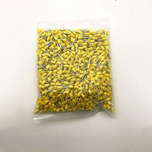 Davitu Terminals - 1000pcs VE6012 European cold terminal pin type copper wire ear tube terminal. - (Color: yellow)
