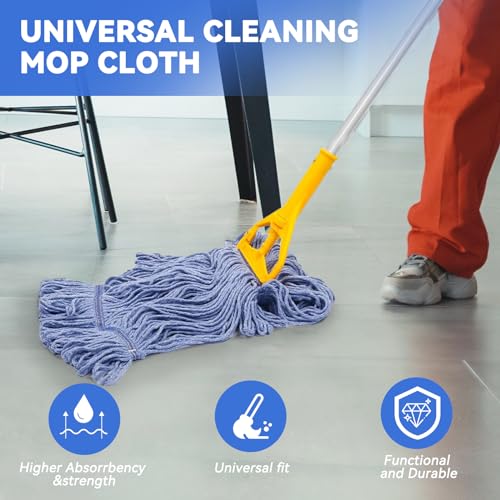 Image of 3 Pack Looped-End String Wet Mop Head Refills: Commercial Heavy Duty String Wet Mop Replacement for Rubbermaid - Industrial Wet mop Refill for Floor Cleaning for Multi-Surface Floors