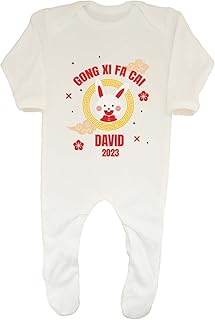 Shopagift Baby,Clothing,Baby Boys 0-24m,Sleepwear & Robes,Sleepsuits Shopagift Gong Xi FA CAI Personalised Chinese New Year 2023 Rabbit Baby Sleepsuit Romper Gift Gong Xi FA CAI