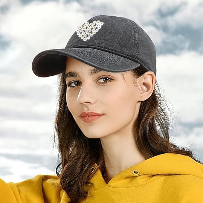 Flower Hat Baseball Cap Women Black Hats for Women Baseball Cap Vintage Girls Funny Distressed Plain Ball - Image 6