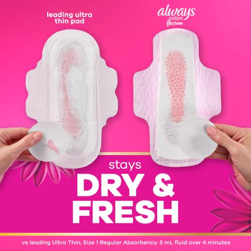 Always Radiant with FlexFoam Pads for Women, Size 3, Extra Heavy Pad with Wings, Scented, Up to Zero Feel, Zero Leaks, 30 Count - image 5