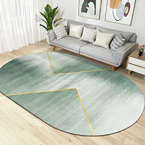 LONGSAO Tapis Ovale Salon Descente de lit Chambre Grande Taille Tapis avec Le Fond Antidérapant, pour Salon Chambre Canapé Peinture élégante à l'encre...