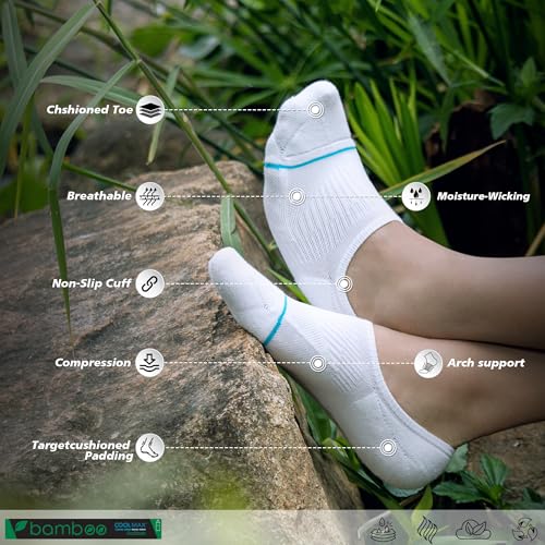 Image of Silver No Show Socks Men Women Anti-Odor&Blister Moisture Wicking Performance Athletic Running Compression Sock